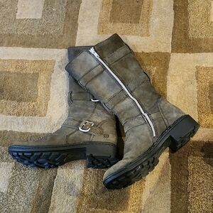 Born Gray Suede Mid Calf Boot, 8.5